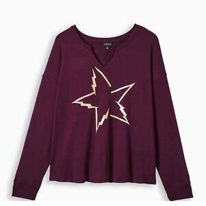 torrid Plum Long Sleeve Tee with Metallic Star